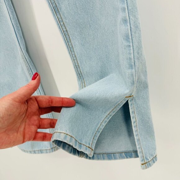 Helena Bordon Fashion Blogger Light Wash High Rise Split Hem 25" Denim Jeans - Picture 2 of 5